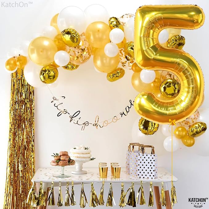 KatchOn Foil Gold Number 5 Balloons - Image 4