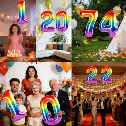 40 Inch Number 74 Balloons for 74th Birthday Party Decorations, 0-100 Rainbow - Image 7