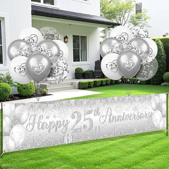 Silver 25th Wedding Anniversary Decorations - Image 6