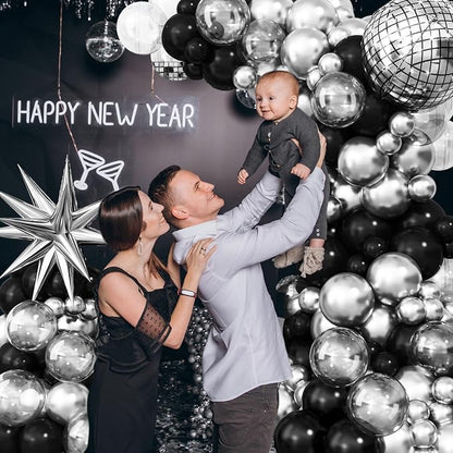Black Silver Disco Ball Balloons Arch Kit, - Image 5