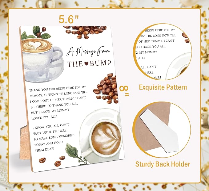 Coffee Beans A Message From the Bump Baby Shower Signs, Wooden Gender Reveal - Image 2