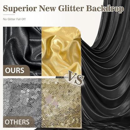 20ft x 10ft Gold Black Sequin Backdrop Curtain - Image 2
