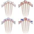 SINIDE Rhinestones Hair Side Comb Crytal Barrettes Pins for Bridal, 5 Teeth Butterfly Hair Clips Wedding Decorations Tools for Bridesmaids Women Fashion Headpieces Styling Accessories (4 Pack)
