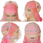 Long Hot Pink Wig Human Hair 13x4 200 Density Hd Transparent Body Wave 12A Pink Lace Front Wig For Women Pink Frontal Wigs Colored Hd Lace Wig 26 Inch