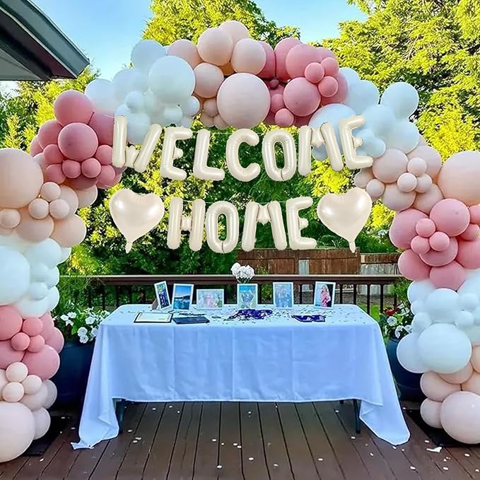 TONIFUL 16 Inch Cream White WELCOME HOME Foil Letter Balloons Banner Decor | - Image 6