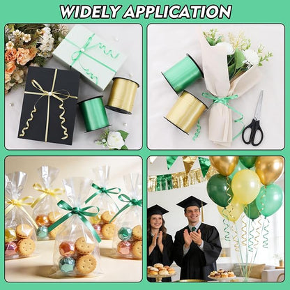 TONIFUL 500 Yards Green and Gold Curling Ribbon Balloon String | Balloon - Image 4