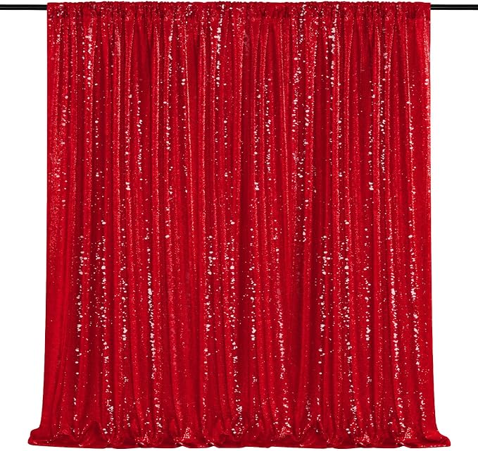 Sequin Backdrop Glitter Party Backdrop Curtain Red - 10ft x 10ft | Background by QueenDream