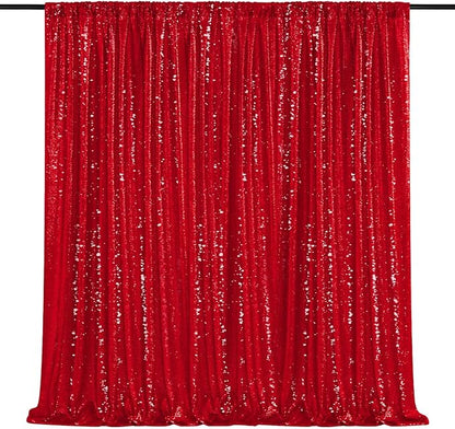 8ft x 8ft Red Sequin Backdrop Curtain Sparkle Photo Backdrop | Glitter Photo by QueenDream