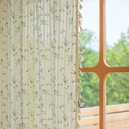 ENJOYBRIDAL Daisy 96 Inch Curtains 2 Panel Sets Semi Sheer Drapes Crochet Lace - Image 6