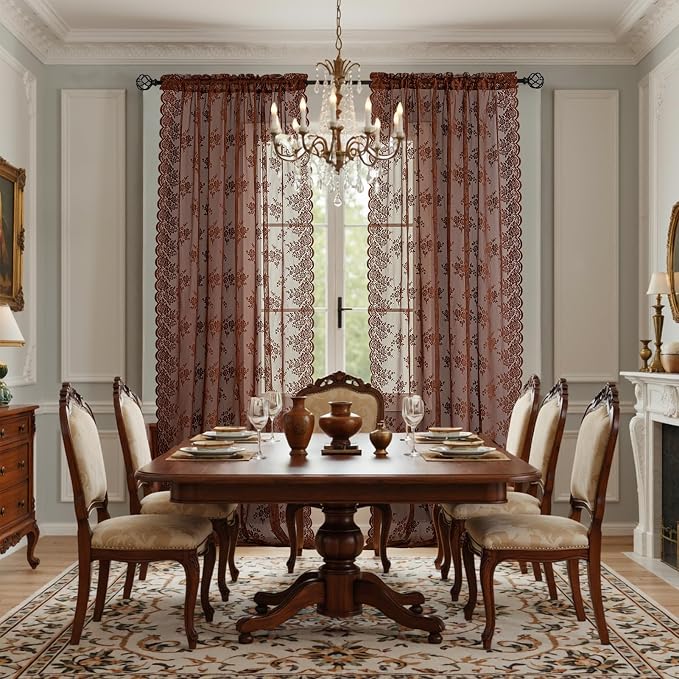 Kotile Warm Brown Lace Curtains - Image 7