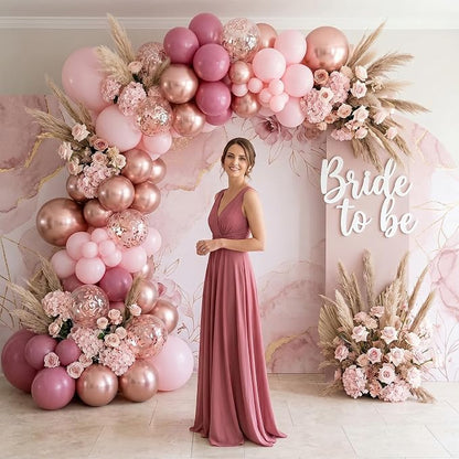 Dusty Rose Balloon Set, 60 Packs 12 Inch Retro Pink Metallic Chrome Rose Gold - Image 6