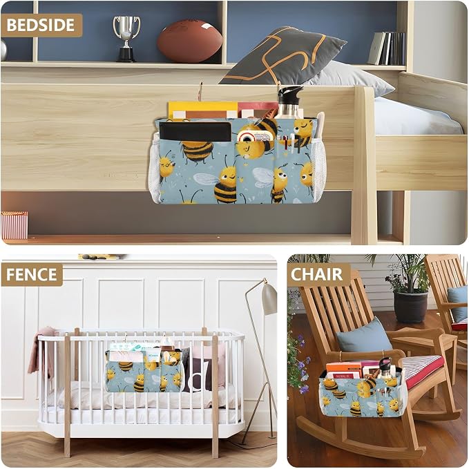 Bedside Caddy Metal Frame Hanging Organizer Bunk Bed Dorm Accessories Hook And - Image 8