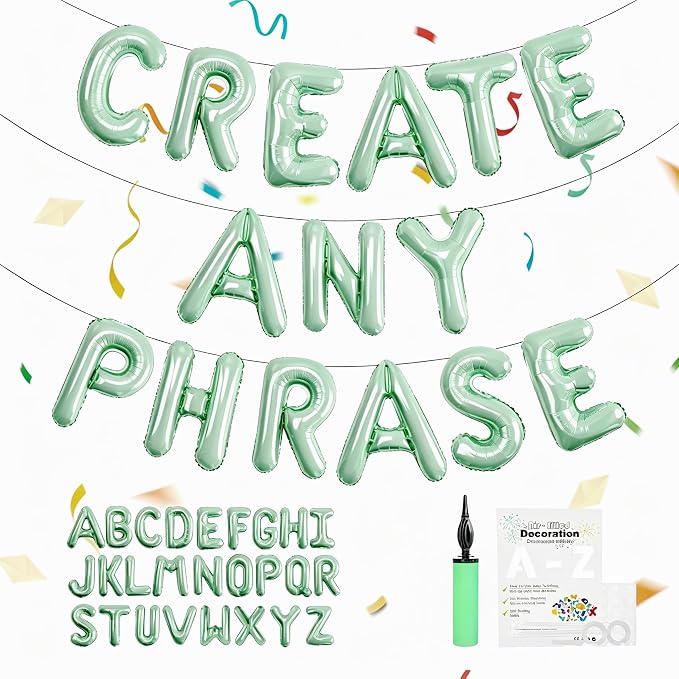 Sage Green Letter Balloons, fully inflated state lasts multiple days by TangTuan