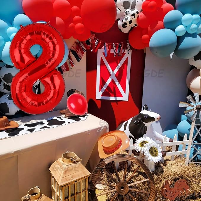 40 Inch 8 Red Number Balloons Mylar Foil Balloon 8th Birthday Party Decor | - Image 3