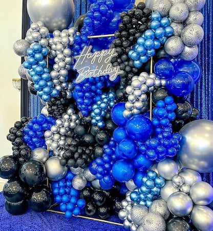 Royal Blue Black and Silver Balloons Garland Arch Kit - Image 6
