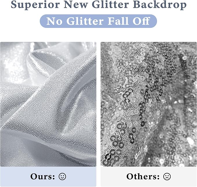 Outpain Thick 40 ft x 10 ft Silver Sequin Backdrop Curtain - Image 3