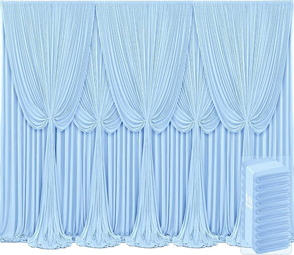 10 Panels Baby Blue Backdrop Curtains by Tao-GePartyDecorations