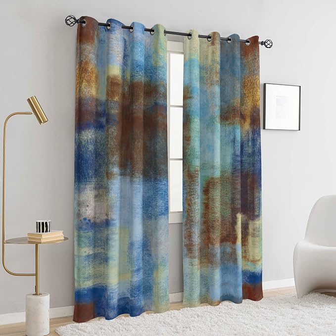 Asuexpect Abstract Curtains 2 Panels Abstract Rust Curtain Room Darkening - Image 7