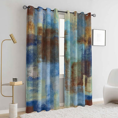 Asuexpect Abstract Curtains 2 Panels Abstract Rust Curtain Room Darkening - Image 7