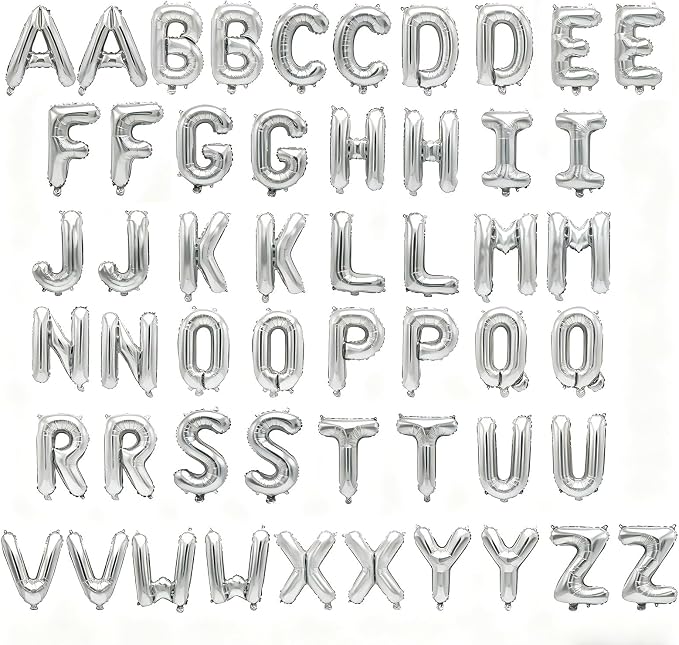 52 Pcs Silver Letter Balloons, Custom 2 Set A-Z Set - Image 2