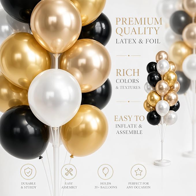 Black Gold Balloon Tower Kit Set of 2 - Image 5