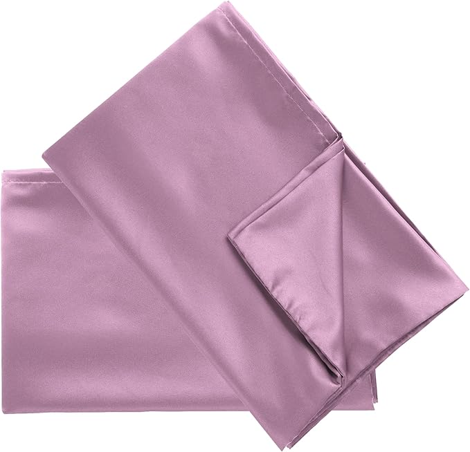 uxcell 2 Pack Silk Satin Pillowcase for Hair and Skin, Cool, Silky, Soft Breathable Pillow Cases King Size 20x36 Inch Sateen Pillowcase Mauve with Envelope Closure