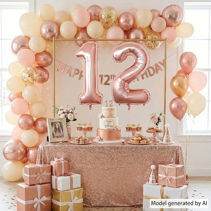 Rose Gold Number 12 Balloon 40 Inch, Stunning Blush Foil - Image 3