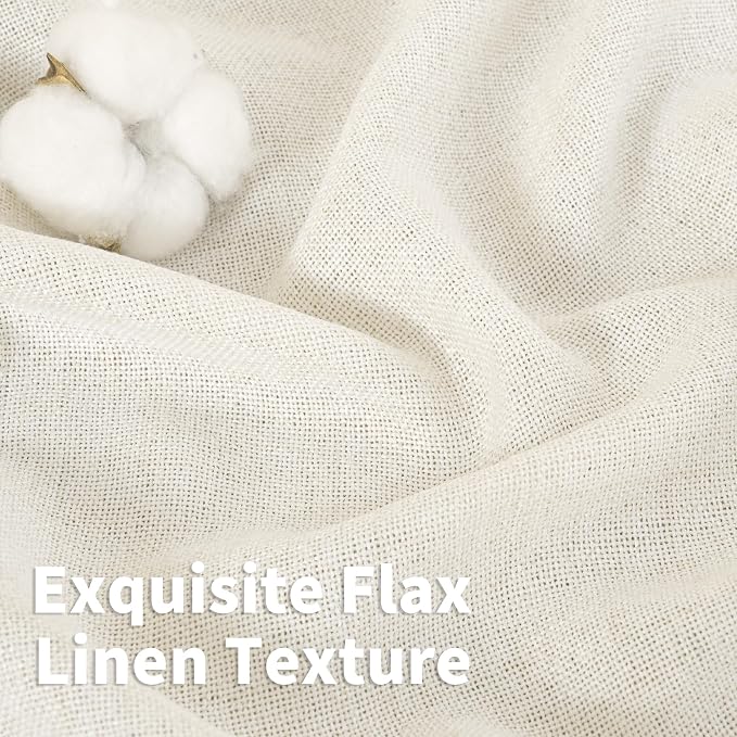 YoungsTex 68 Inch Length Ivory Linen Curtains - Image 4