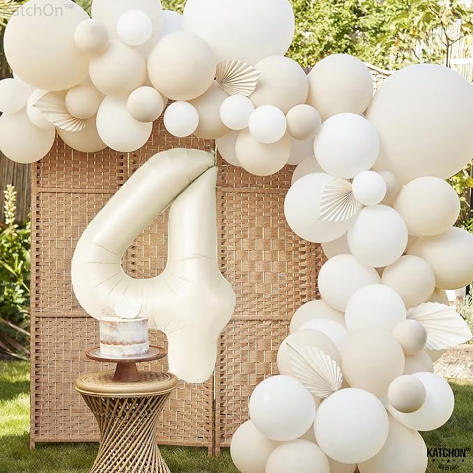 KatchOn Cream White 4 Balloon Number 40 Inch, 4th Birthday Decor - Image 6