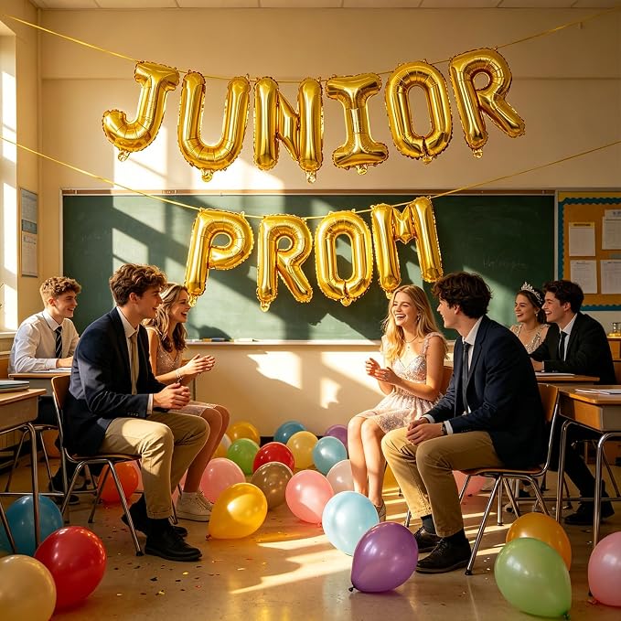 2 Set 20Pcs Gold JUNIOR PROM Letter Balloons 16in Balloon Foil Letter - Image 4