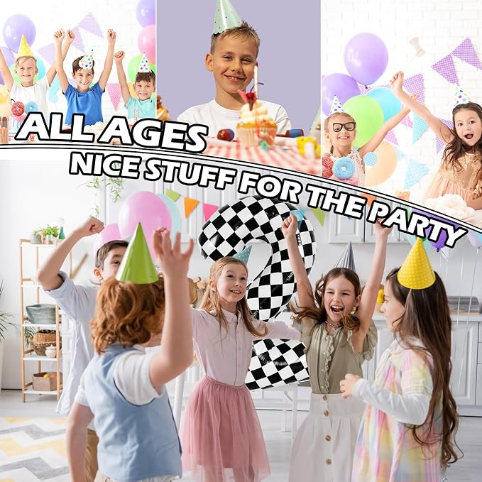 40 Inch Checkered 2 Balloons, Boys Girls Racing Car Track Theme Supplies - Image 7