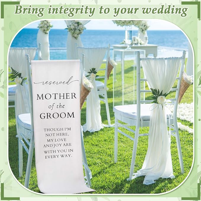 HunnmingRe Mother of the Groom Wedding Memorial Reserved Chair Sign Banner in - Image 7