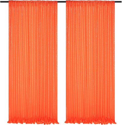 Orange Sequin Backdrop Curtains, 2 Panels 4FTx8FT Orange Curtain Backdrop by SoarDream