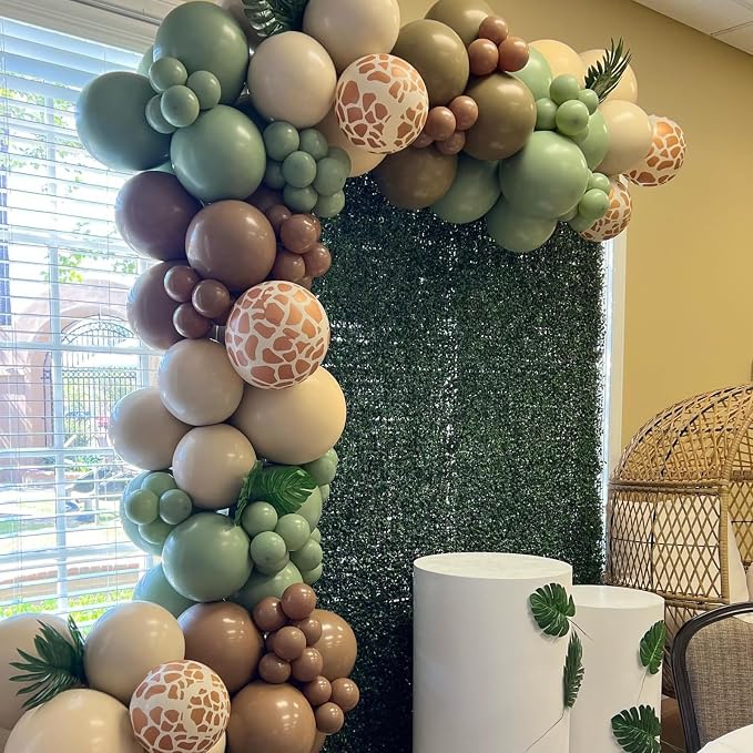 Jungle Safari Balloons for Woodland Birthday Decorations | Sage green, - Image 6