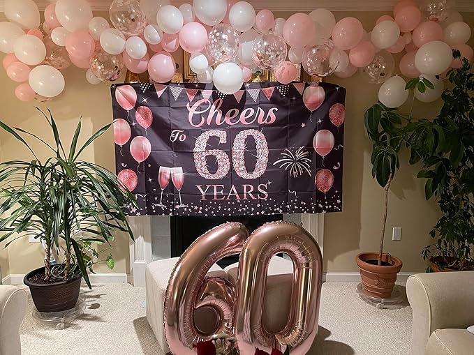 60 Balloons Number for 60th Birthday Decorations Women Men, Rose Gold | 40In - Image 3