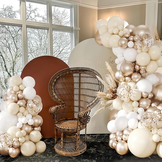 White Sand Champagne Gold Balloon Arch Kit - Image 7