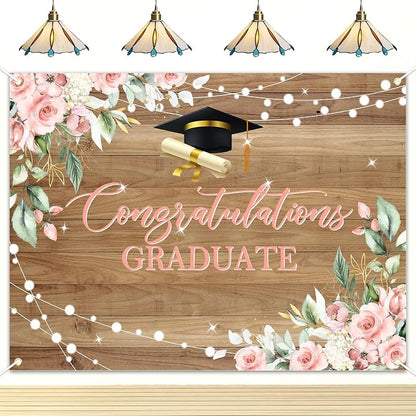 8 x 6 ft Rustic Wood Graduation Banner Congratulations Graduate Party by AVEZANO