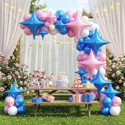 Pink Blue Star Balloons, 26 Inch and 10 Inch Pink Stars Shaped Balloon - Image 5