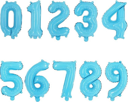 2 Set 20 Pcs Number Balloons 16 Inch Baby Blue 0-9 Number Mylar Foil Balloons by Unknown