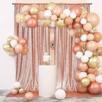 PartyDelight Rose Gold Sequin Backdrop Curtains 5x10ft 2 Sparkly Panels | 4 - Image 9