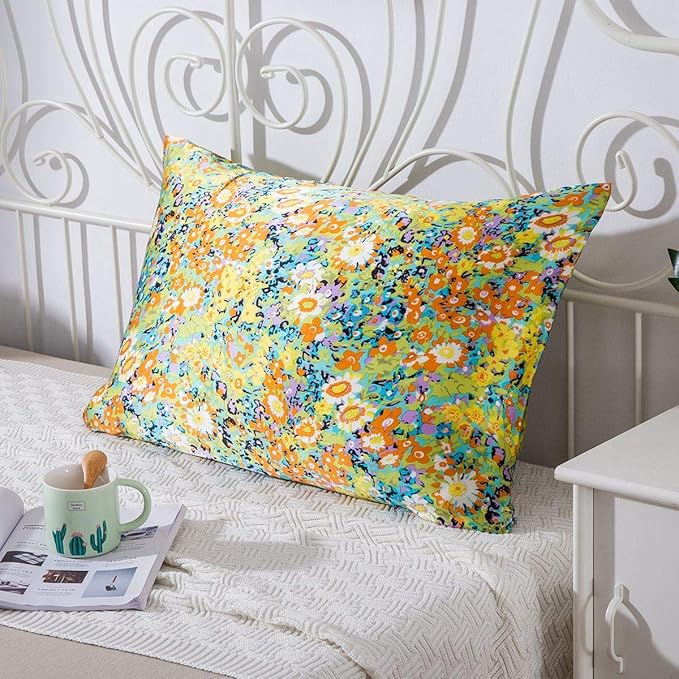 SLPBABY Silk Pillowcase for Hair and Skin with Hidden Zipper Print (King, Pattern14)
