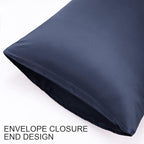 uxcell 2 Pack Silk Satin Pillowcase for Hair and Skin, Cool, Silky, Soft Breathable Pillow Cases Queen Size 20x30 Inch Sateen Pillowcase Navy with Envelope Closure
