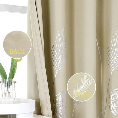 Blackout Curtains Silver Palm Tree Curtains Energy Saving Curtains Room - Image 3