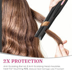 SKIMI Airflow Styler, Titanium Flat Iron Hair Straightener, Professional Curling Iron with Cooling Air Vents to Lock in Style, 5 Temps & Dual Voltage, Auto Off (Black & Rose Champagne).
