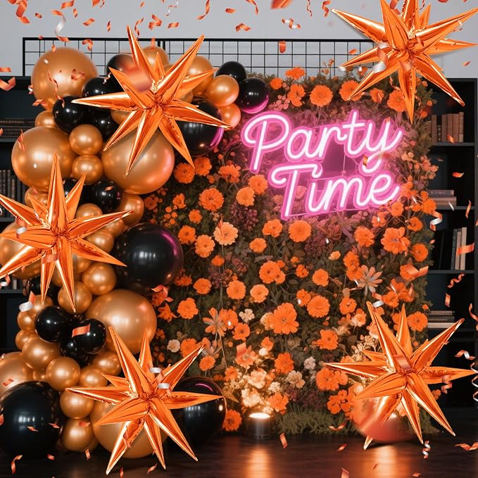 60Pcs Orange Star Balloons Foil Explosion Mylar Balloon 12 Point Spike Ballons - Image 6