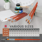 DUGATO Professional Artist Round Paint Brush Set (13pc) - Long Handle Round Pointed Tip, Anti-Shedding Nylon for Watercolor, Acrylic, Oil, Gouache, Ink & Tempera