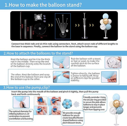4 Sets Dusty Blue and Gold Balloons Stand - Image 7