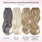 ALXNAN Long Wavy Hair Extensions for Women, Clip in Hair Extensions Clip Ins Soft Full Head Synthetic Hairpieces 20 Inch Platinum Blonde