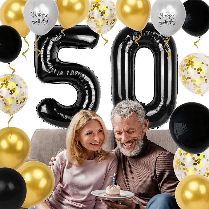 50th Birthday Decorations for Men Women, 40 inch 50 Balloon Numbers - Image 6