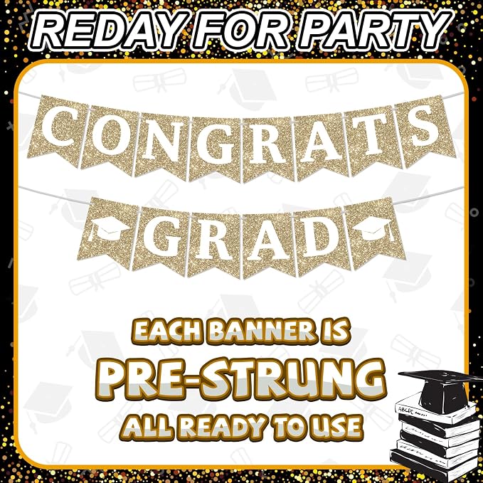 Pre-strung Congrats Banner, Graduation Banner Class of 2025 Graduation - Image 2